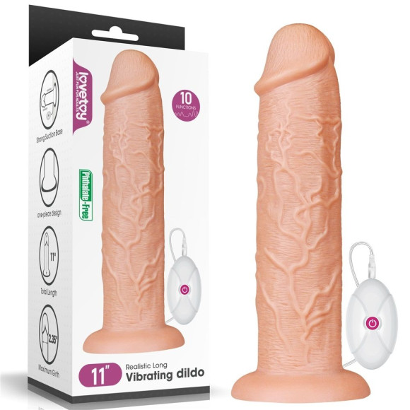 Телесный вибратор-гигант 11 Inch Realistic Long Vibrating Dildo - 28 см. Телесный вибратор-гигант 11 Inch Realistic Long Vibrating Dildo - 28 см.