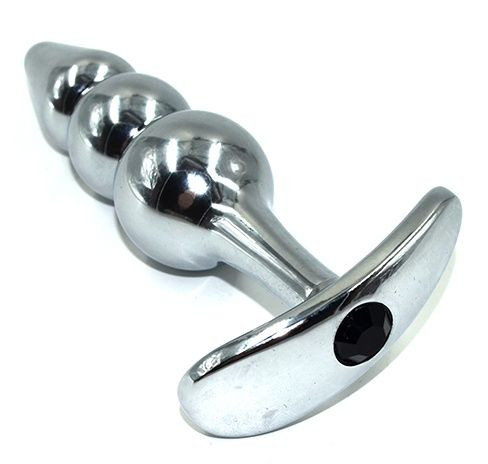 Серебристая пробка-елочка для ношения из нержавеющей стали с черным кристаллом - 11,7 см. Серебристая пробка-елочка для ношения из нержавеющей стали с черным кристаллом - 11,7 см.