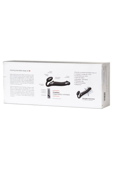 Черный безремневой вибрострапон Silicone Bendable Strap-On - size M Черный безремневой вибрострапон Silicone Bendable Strap-On - size M