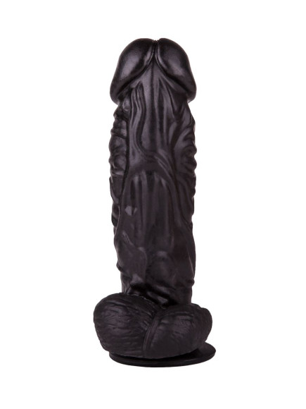 Большой чёрный фаллоимитатор на присоске - 20,5 см. Большой чёрный фаллоимитатор на присоске - 20,5 см.