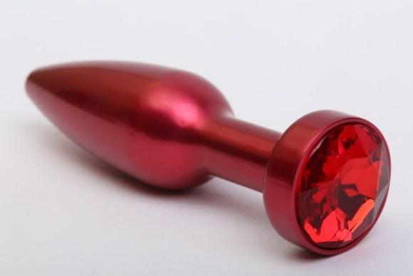 Большая красная анальная пробка с красным стразом - 11,2 см. Большая красная анальная пробка с красным стразом - 11,2 см.