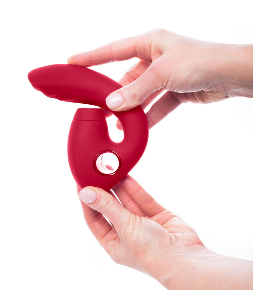 Красный вибратор с вакуум-волновым стимулятором клитора Grace Красный вибратор с вакуум-волновым стимулятором клитора Grace