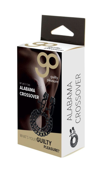 Чёрные зажимы на соски Alabama Crossover Nipple Clamps с цепью Чёрные зажимы на соски Alabama Crossover Nipple Clamps с цепью