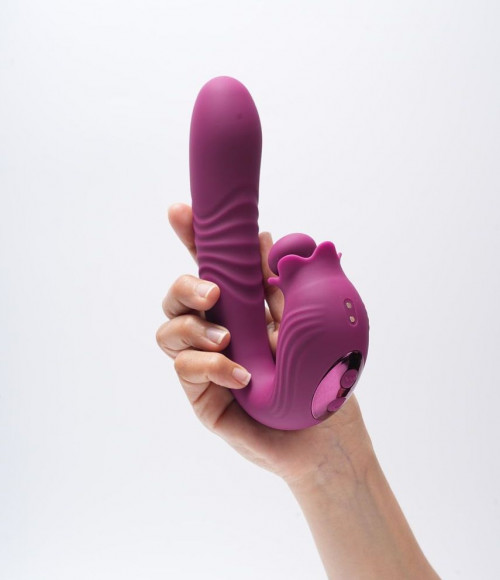 Фиолетовый вибратор Selove Campanula с вращающимся стимулятором клитора - 18,2 см. Фиолетовый вибратор Selove Campanula с вращающимся стимулятором клитора - 18,2 см.