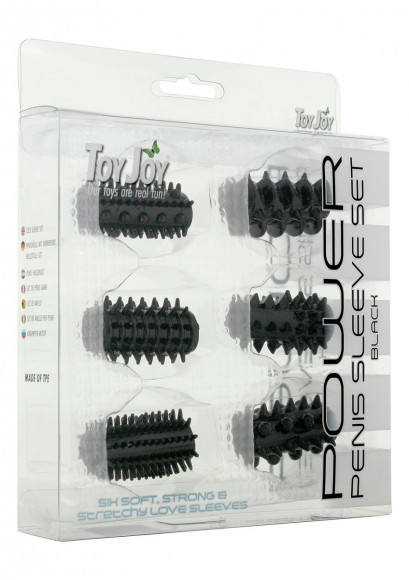 Набор из 6 чёрных насадок POWER PENIS SLEEVE SET Набор из 6 чёрных насадок POWER PENIS SLEEVE SET
