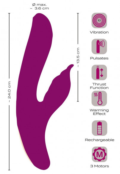 Лиловый вибратор-кролик 4 Function Vibrator - 24 см. Лиловый вибратор-кролик 4 Function Vibrator - 24 см.