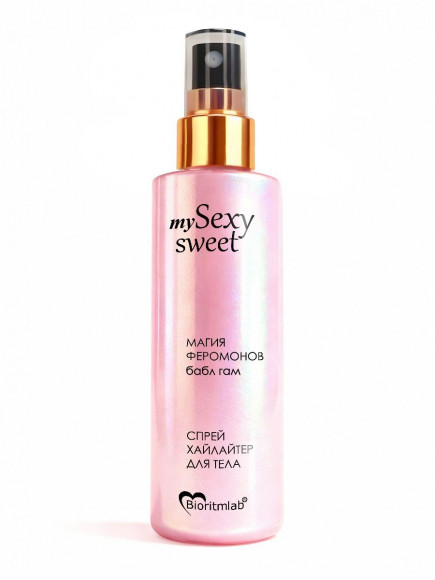 Спрей хайлайтер для тела Sexy Sweet с ароматом бабл-гам, шиммером и феромонами - 200 мл. Спрей хайлайтер для тела Sexy Sweet с ароматом бабл-гам, шиммером и феромонами - 200 мл.