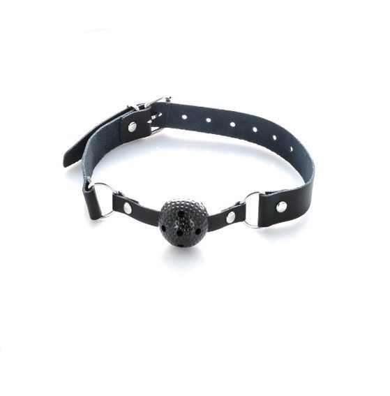 Чёрный пластиковый кляп-шар на кожаных ремешках Чёрный пластиковый кляп-шар на кожаных ремешках