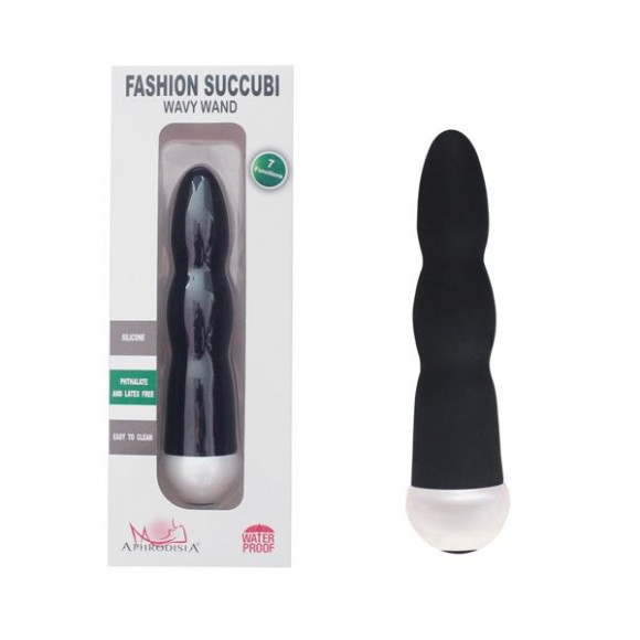 Черный вибратор Fashion Succubi Wavy Wand - 14,5 см.