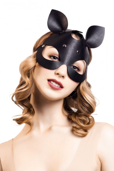 Кожаная маска кошки с ушками Кожаная маска кошки с ушками