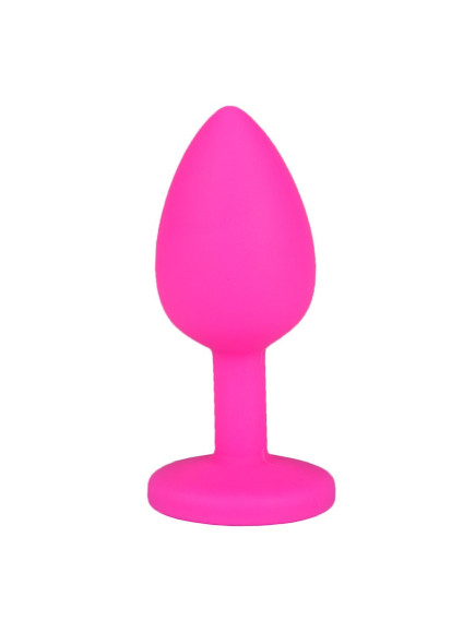 Розовая силиконовая анальная втулка с красным кристаллом - 7,3 см. Розовая силиконовая анальная втулка с красным кристаллом - 7,3 см.