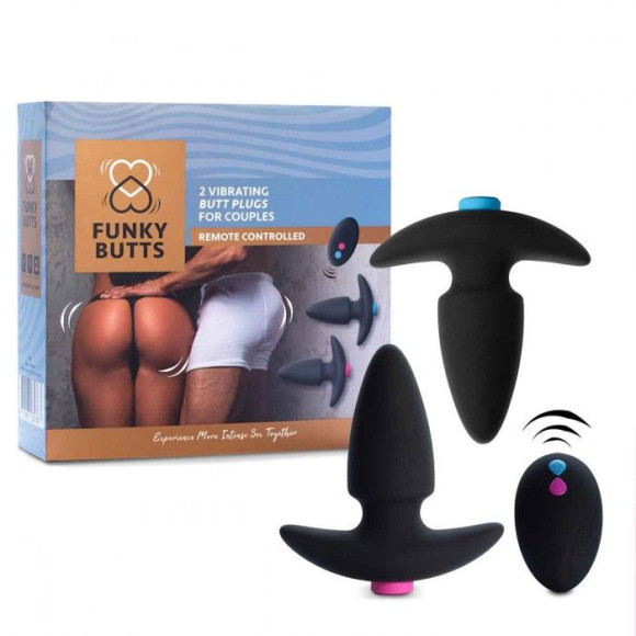 Набор из двух черных анальных плагов для пары FunkyButts Набор из двух черных анальных плагов для пары FunkyButts