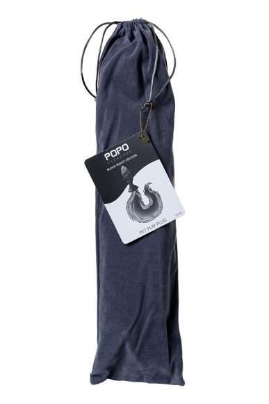 Черная анальная втулка с фиолетово-белым хвостом - размер S Черная анальная втулка с фиолетово-белым хвостом - размер S