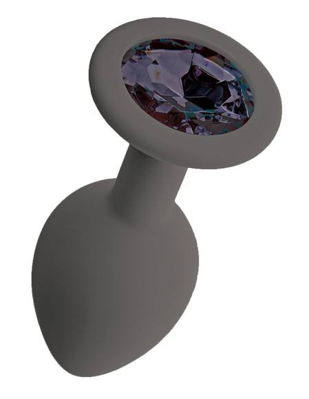 Серая анальная пробка с черным кристаллом Gamma-M - 8,1 см. Серая анальная пробка с черным кристаллом Gamma-M - 8,1 см.