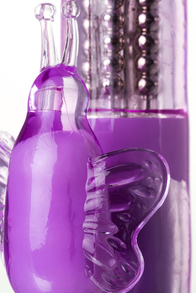 Фиолетовый вибратор High-Tech fantasy с бабочкой для клитора - 22,4 см. Фиолетовый вибратор High-Tech fantasy с бабочкой для клитора - 22,4 см.