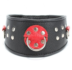 Кожаный ошейник с клепками и кольцами Кожаный ошейник с клепками и кольцами