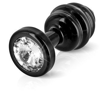 Большой чёрный винтовой плаг ANNI Ano black T2 - 7,5 см.