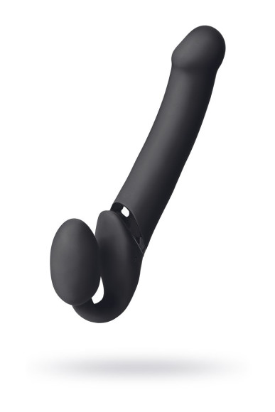 Черный безремневой вибрострапон Vibrating Bendable Strap-On - size L Черный безремневой вибрострапон Vibrating Bendable Strap-On - size L