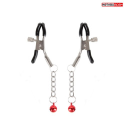 Серебристые зажимы на соски с шариками на цепочках Серебристые зажимы на соски с шариками на цепочках