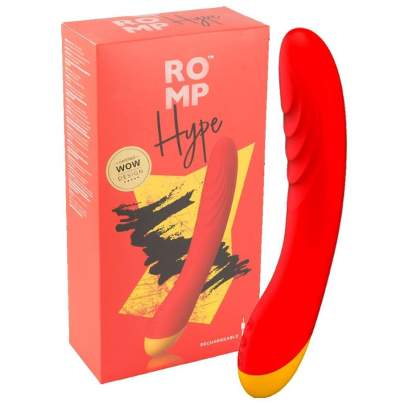 Красный изогнутый вибромассажер Romp Hype G-Spot - 21 см. Красный изогнутый вибромассажер Romp Hype G-Spot - 21 см.