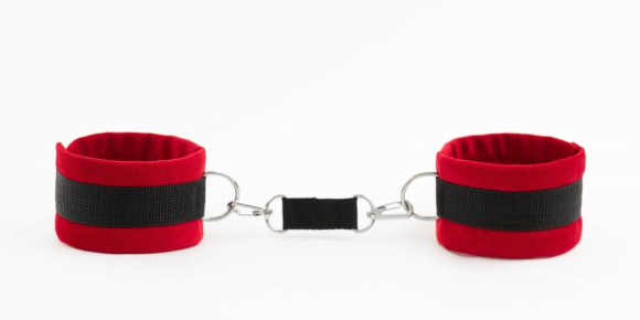 Красно-черные наручники My rules на сцепке Красно-черные наручники My rules на сцепке