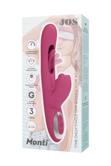 Розовый вибратор с двигающимся язычком и стимулирующим шариком Monti - 24 см. Розовый вибратор с двигающимся язычком и стимулирующим шариком Monti - 24 см.