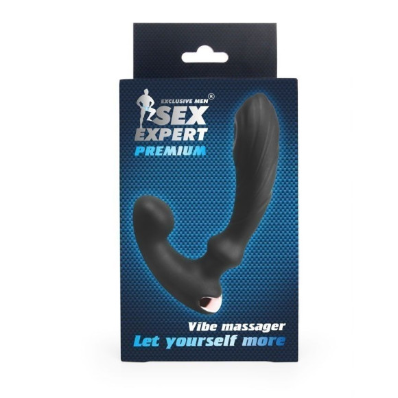 Черный вибромассажер простаты Sex Expert - 14,5 см. Черный вибромассажер простаты Sex Expert - 14,5 см.