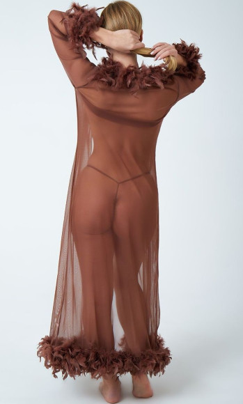 Роскошный пеньюар в пол с перьями и феромонами Роскошный пеньюар в пол с перьями и феромонами