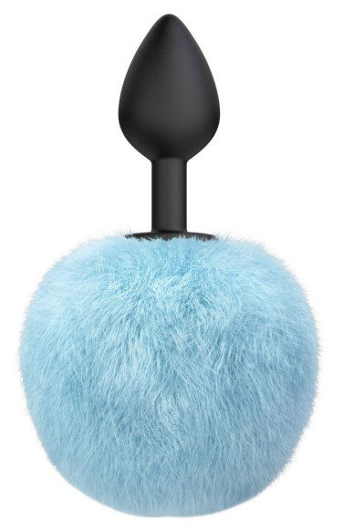 Черная анальная пробка с голубым пушистым хвостиком Fluffy Черная анальная пробка с голубым пушистым хвостиком Fluffy