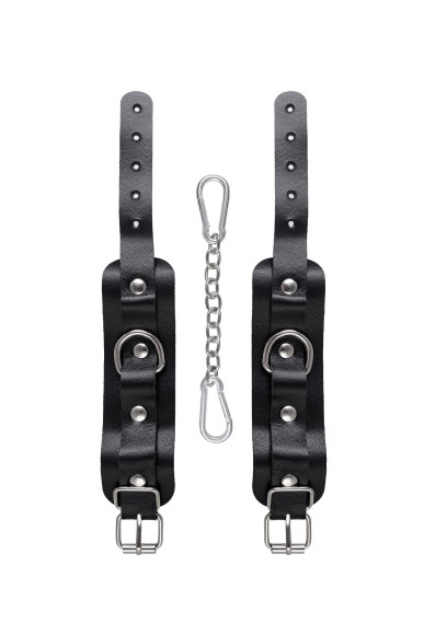 Черные кожаные наручники-браслеты со скруглёнными углами Черные кожаные наручники-браслеты со скруглёнными углами