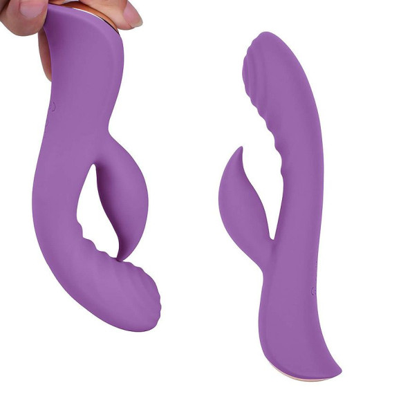 Фиолетовый вибромассажер-кролик 5 Silicone Ripple Passion - 19,1 см. Фиолетовый вибромассажер-кролик 5 Silicone Ripple Passion - 19,1 см.