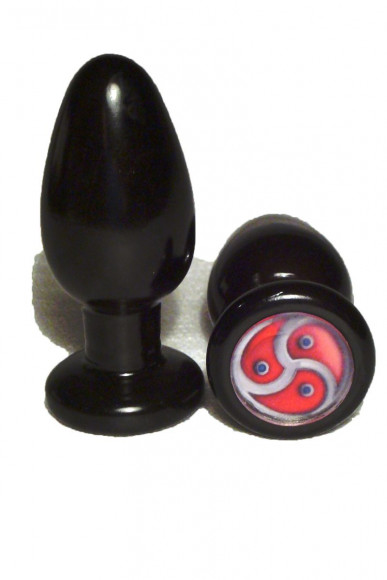 Анальная пробка с изображением символики BDSM - 8 см. Анальная пробка с изображением символики BDSM - 8 см.