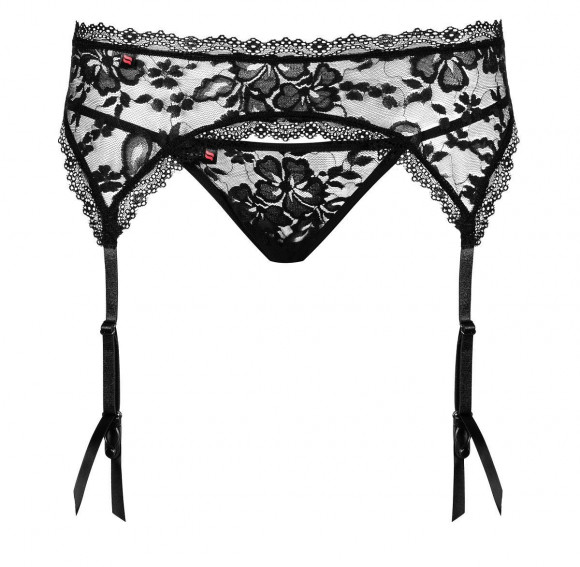 Кружевной пояс для чулок Catia в комплекте с трусиками-стрингами