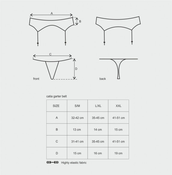 Кружевной пояс для чулок Catia в комплекте с трусиками-стрингами
