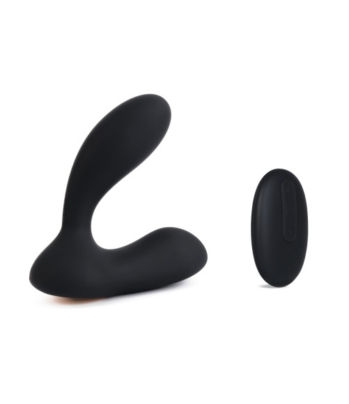 Чёрный стимулятор простаты Vick с вибрацией и пультом ДУ