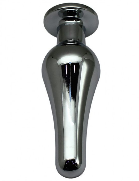 Серебристая анальная пробка с малиновым кристаллом - 13 см. Серебристая анальная пробка с малиновым кристаллом - 13 см.