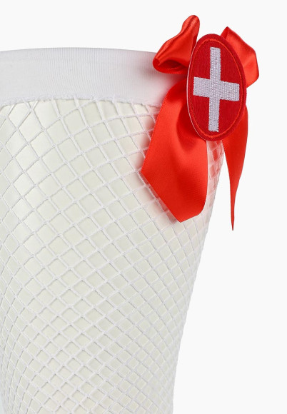 Чулки медсестры в сетку с бантиками Чулки медсестры в сетку с бантиками