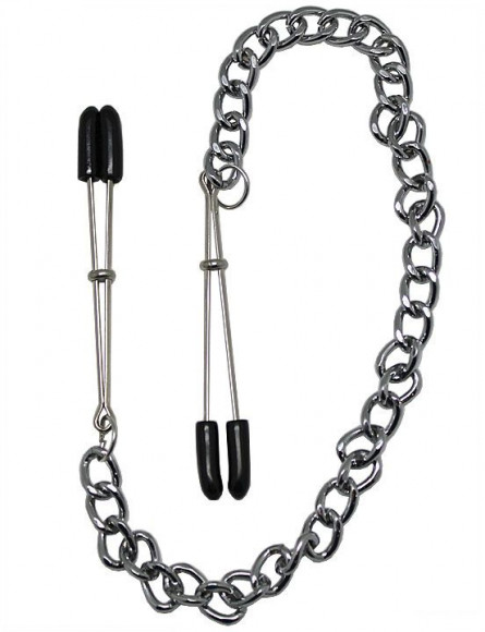 Зажимы для сосков с серебристой цепочкой