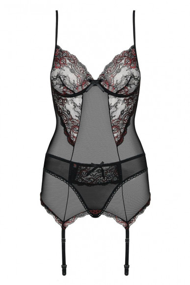 Полупрозрачный корсаж с бордовым кружевом Musca Полупрозрачный корсаж с бордовым кружевом Musca