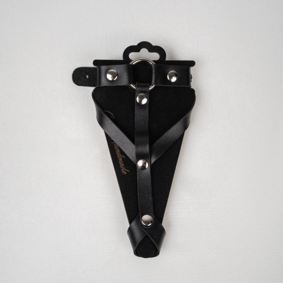 Черный кожаный браслет с кольцом Черный кожаный браслет с кольцом