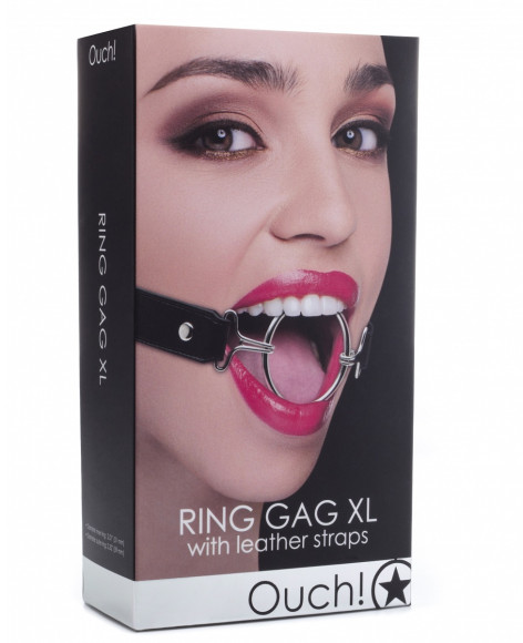 Расширяющий кляп Ring Gag XL с чёрными ремешками Расширяющий кляп Ring Gag XL с чёрными ремешками