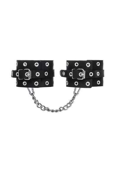 Черные кожаные однослойные оковы с люверсами Черные кожаные однослойные оковы с люверсами