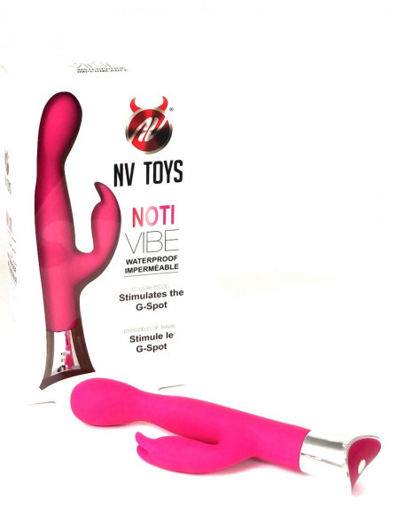 Розовый вибратор Noti с клиторальным отростком - 20 см. Розовый вибратор Noti с клиторальным отростком - 20 см.