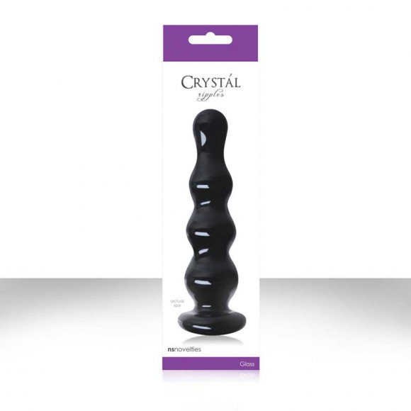 Черный стеклянный анальный стимулятор Crystal - Ripples Черный стеклянный анальный стимулятор Crystal - Ripples