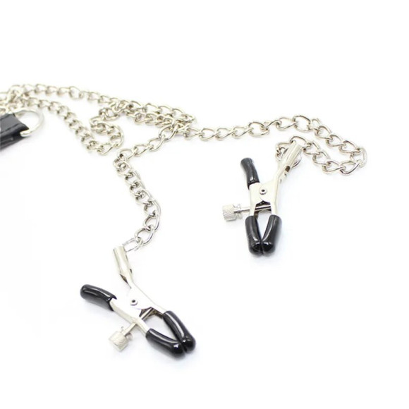 Зажимы для сосков с ремешком и кольцом для пениса Зажимы для сосков с ремешком и кольцом для пениса