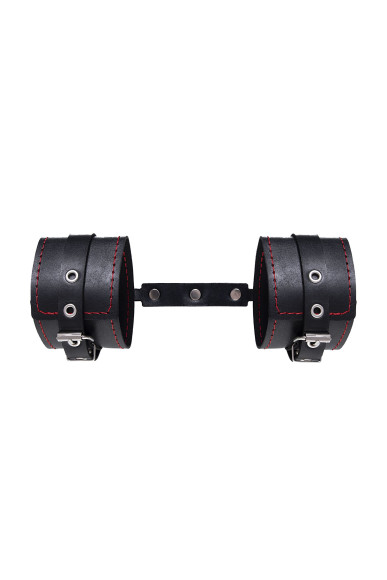 Черные кожаные однослойные оковы с контрастной строчкой
