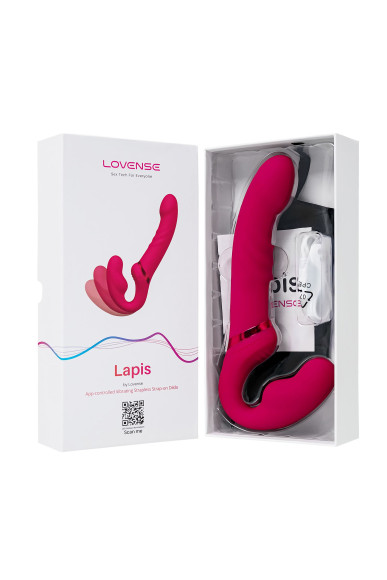 Малиновый безремневой страпон Lapis - 23 см. Малиновый безремневой страпон Lapis - 23 см.