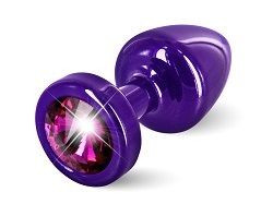 Фиолетовая пробка ANNI round Purple T1 Fuschia с малиновым кристаллом - 6 см. Фиолетовая пробка ANNI round Purple T1 Fuschia с малиновым кристаллом - 6 см.