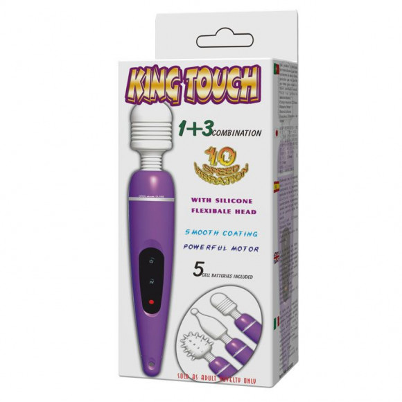 Розовый вибростимулятор со сменными насадками Розовый вибростимулятор со сменными насадками