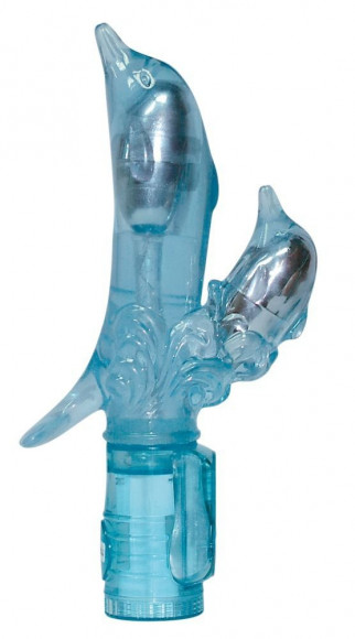 Вибратор Дельфин с клиторальным отростком - 25 см. Вибратор Дельфин с клиторальным отростком - 25 см.